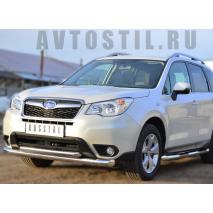 Subaru Forester 2013 Защита переднего бампера d76 секции d60 дуга нержавейка