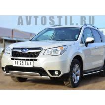 Subaru Forester 2013 Защита переднего бампера 75х42 мм дуга нержавейка