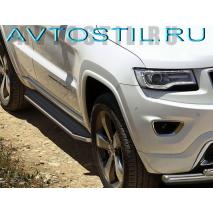 Grand Cherokee Пороги подножки площадки с резиновой накладкой Premium