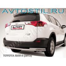 RAV4 Защита заднего бампера d60+d42 двойная с углами нержавейка