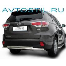 Highlander Защита заднего бампера d60+d42 двойная радиусная нержавейка