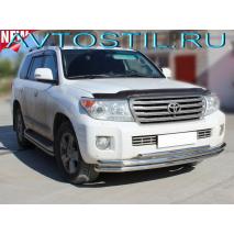 Land Cruiser 200 Дуга передняя по низу бампера тройная 60/60/42 мм нержавейка