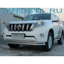 Prado 150 Защита переднего бампера d76+d60 двойная длинная нержавейка