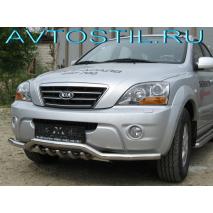 Sorento 2006 Защита переднего бампера 57 мм с защитой картера нержавейка
