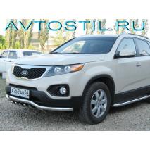 Sorento Защита переднего бампера d57 волна с защитой картера нержавейка