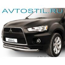 Outlander 2010 Защита переднего бампера труба d76 нержавейка