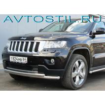 Grand Cherokee Защита переднего бампера d57+d57 двойная нержавейка