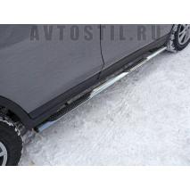 X-Trail Подножки овальные с накладкой 75х42 мм нержавейка