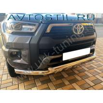 Hilux Black Onyx Защита переднего бампера труба двойная с перемычками 60/60 мм нержавейка