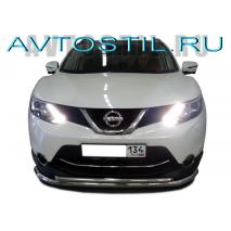 Qashqai Защита переднего бампера труба двойная 60/42 мм нержавейка